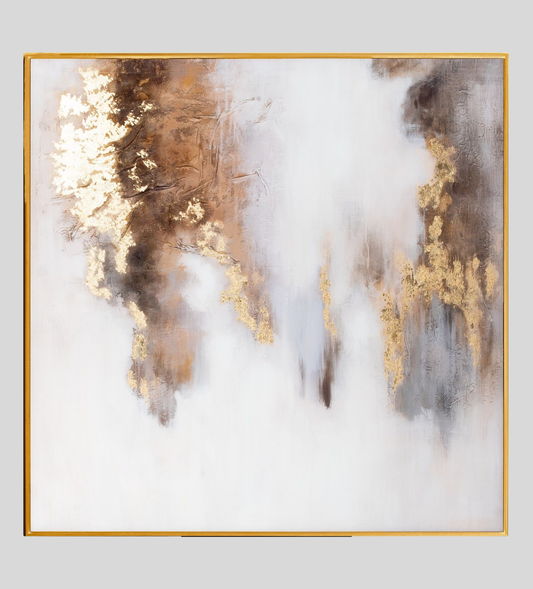 Metallic Soft Abstract Glass Image In Gold Frame