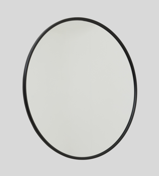 Black Large Circular Metal Wall Mirror